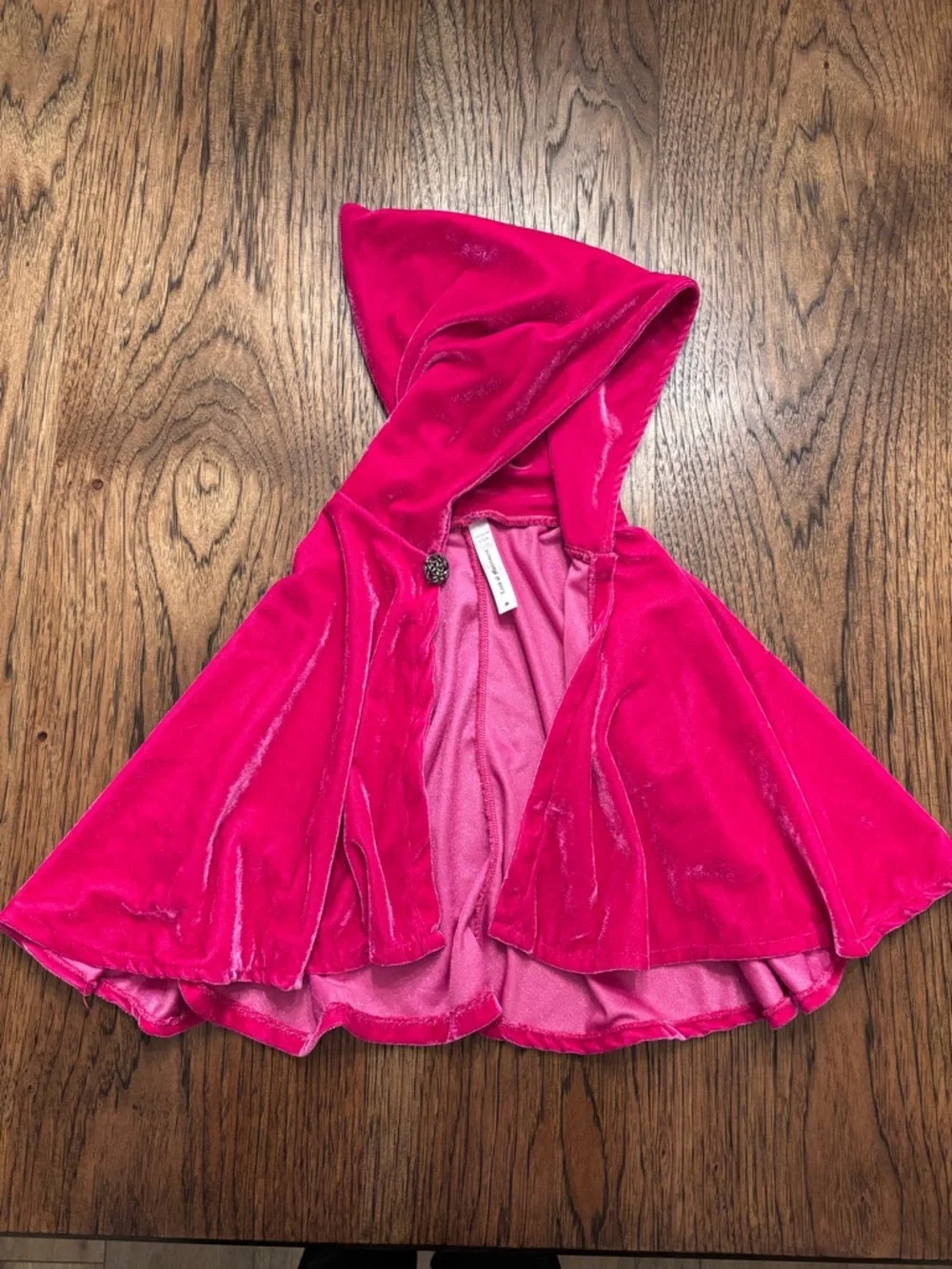 Land of Merriment Kids Hooded Crushed Velvet Cape Hot Pink Small Dress Up